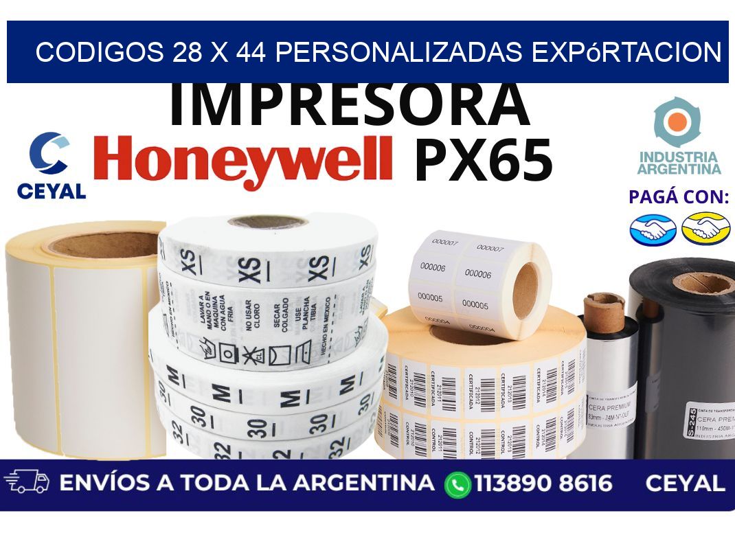 codigos 28 x 44 personalizadas expórtacion