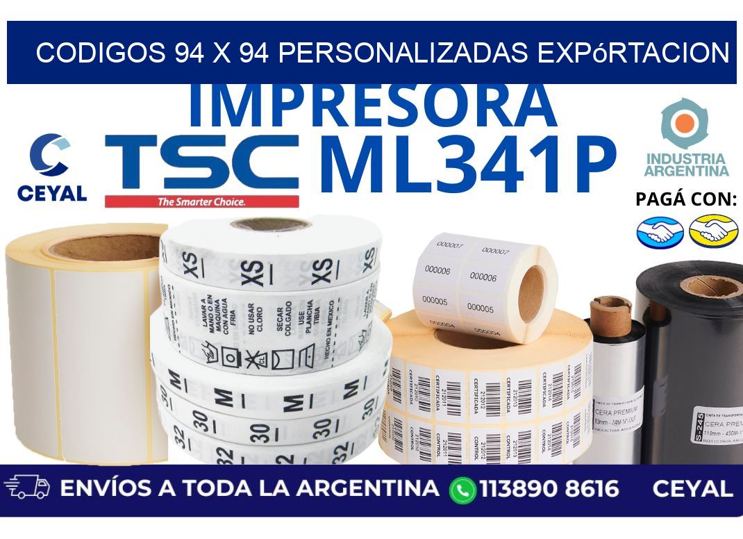 codigos 94 x 94 personalizadas expórtacion