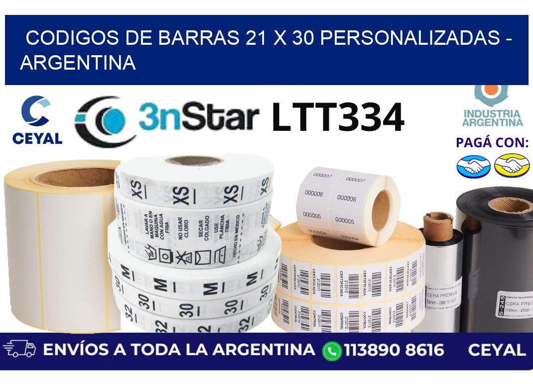 codigos de barras 21 x 30 personalizadas - Argentina