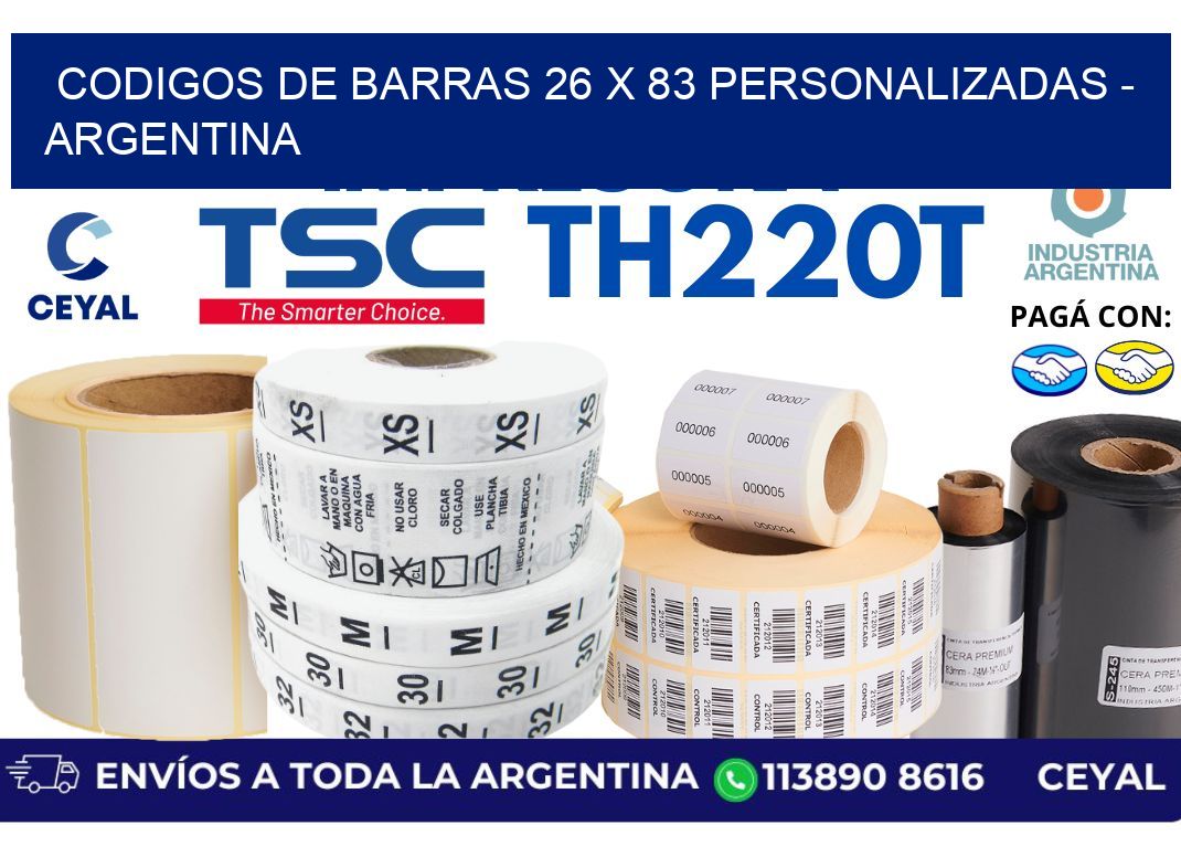 codigos de barras 26 x 83 personalizadas - Argentina