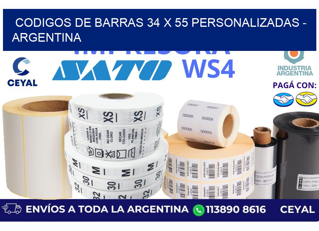 codigos de barras 34 x 55 personalizadas - Argentina