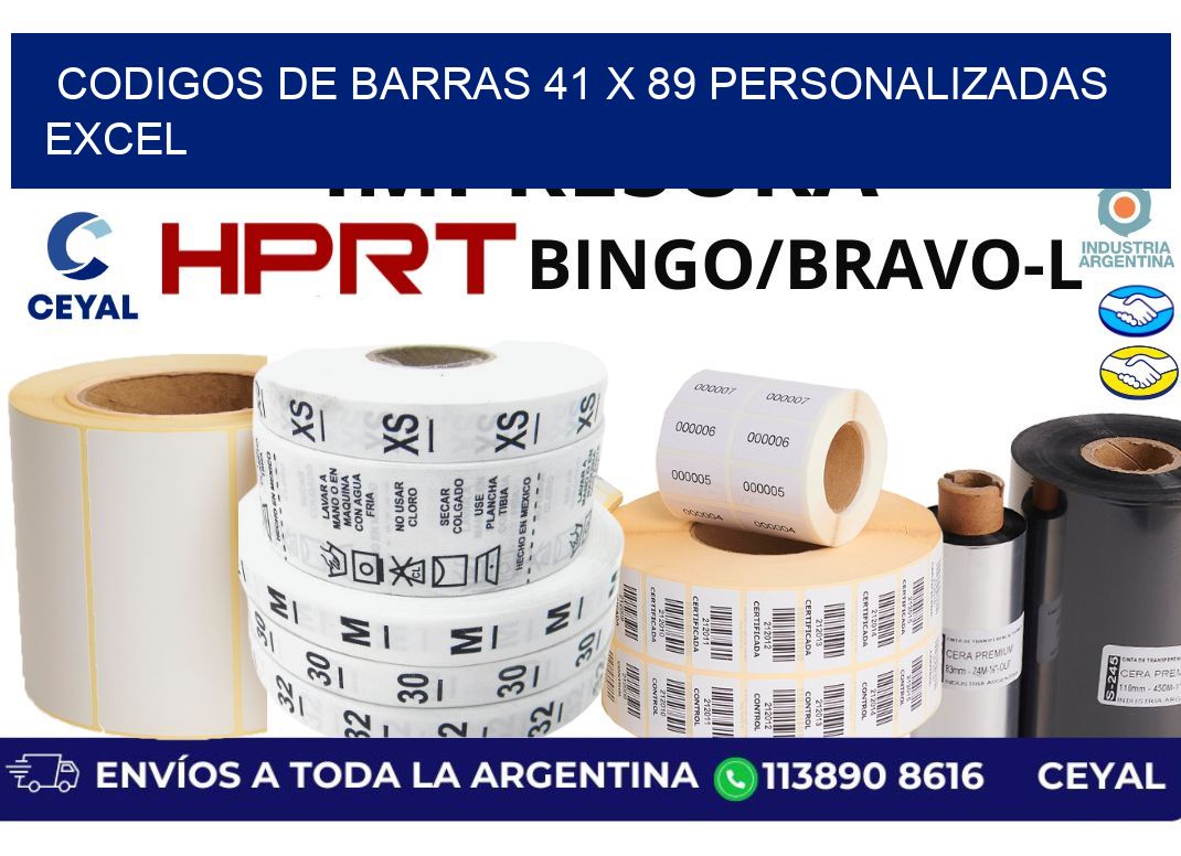 codigos de barras 41 x 89 personalizadas excel