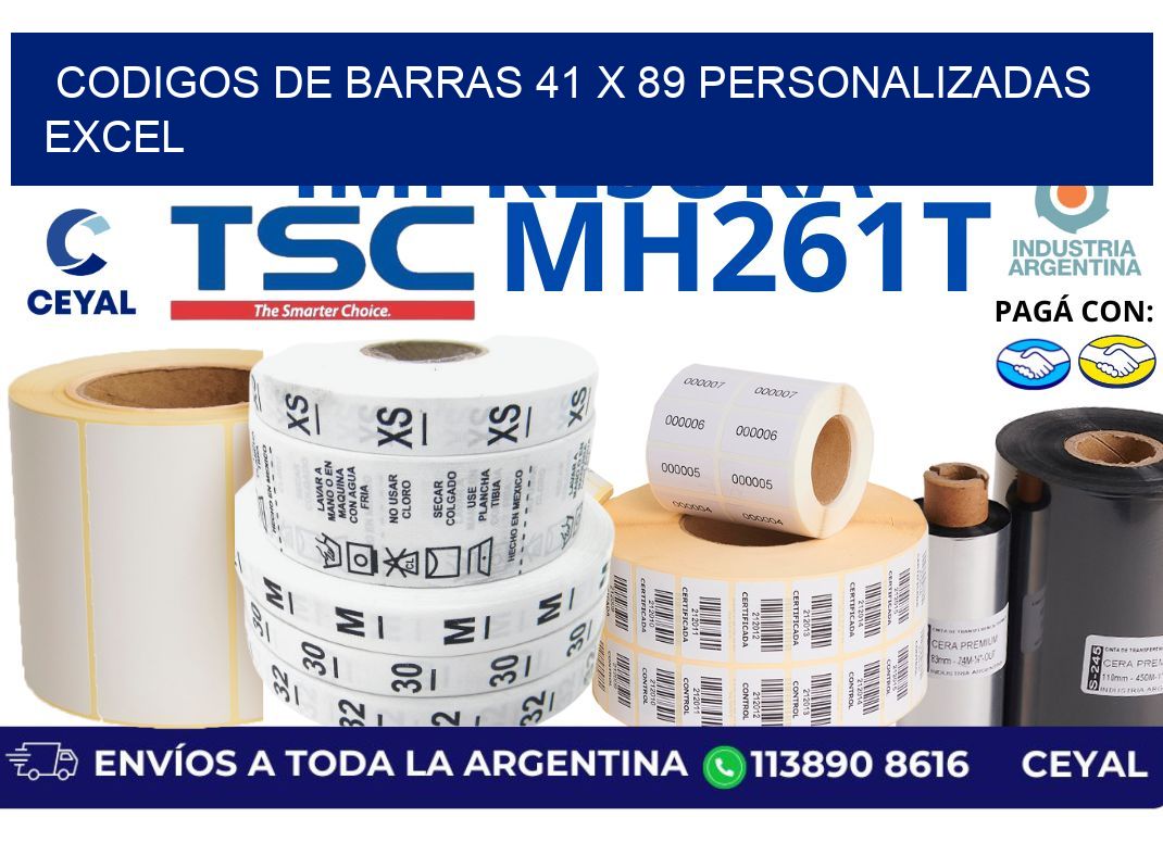 codigos de barras 41 x 89 personalizadas excel