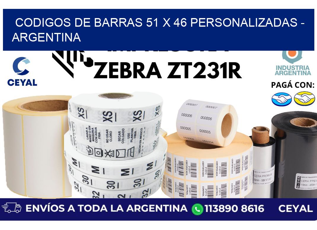 codigos de barras 51 x 46 personalizadas - Argentina