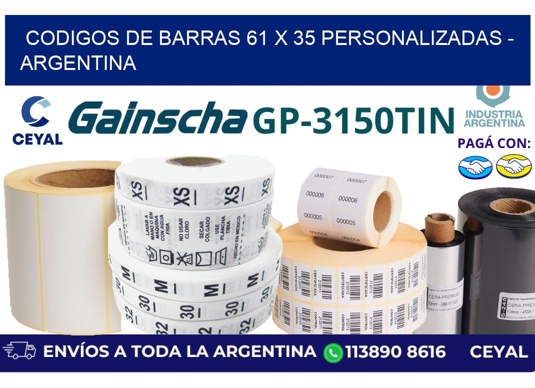 codigos de barras 61 x 35 personalizadas - Argentina