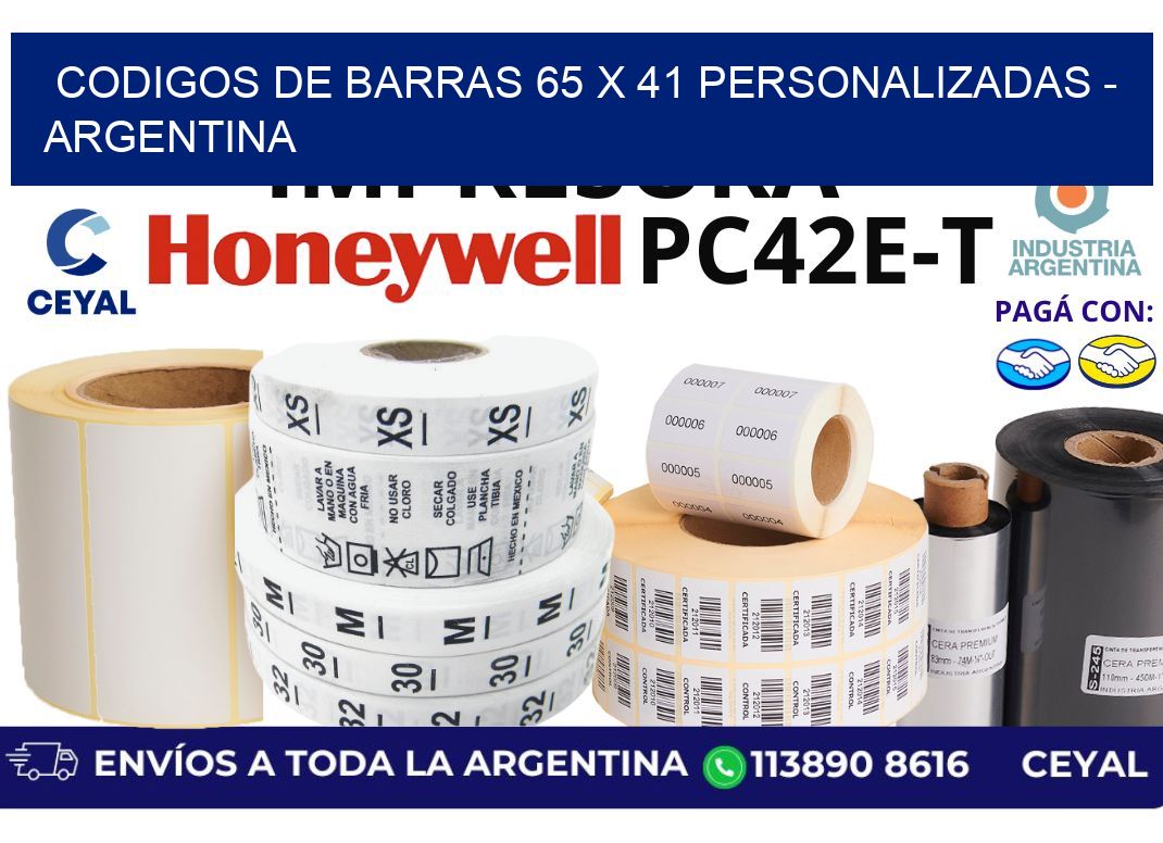 codigos de barras 65 x 41 personalizadas - Argentina