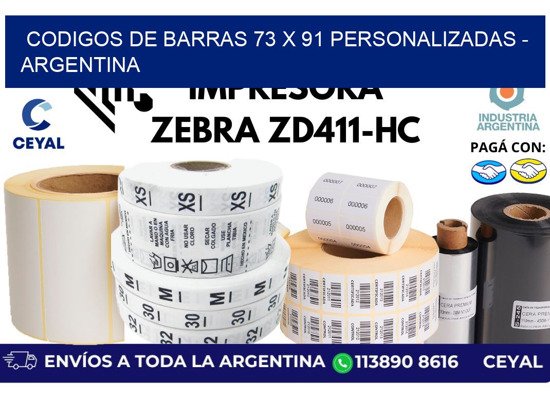 codigos de barras 73 x 91 personalizadas - Argentina