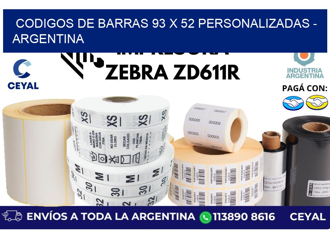 codigos de barras 93 x 52 personalizadas - Argentina