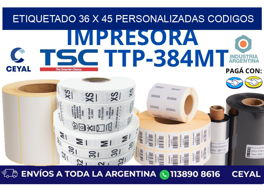 etiquetado 36 x 45 personalizadas codigos