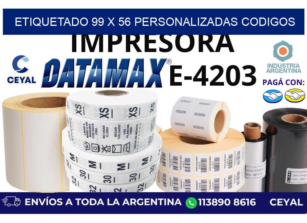 etiquetado 99 x 56 personalizadas codigos