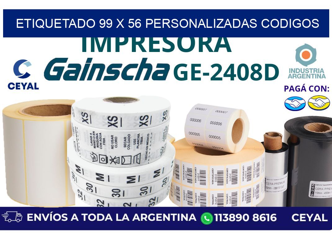 etiquetado 99 x 56 personalizadas codigos