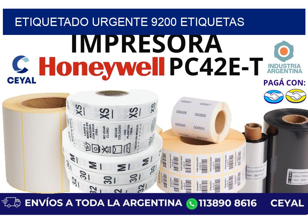 etiquetado urgente 9200 etiquetas