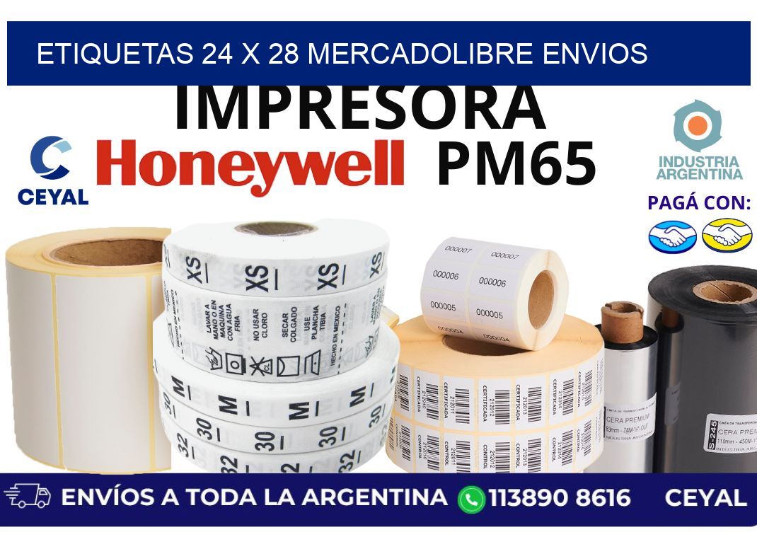 etiquetas 24 x 28 mercadolibre envios