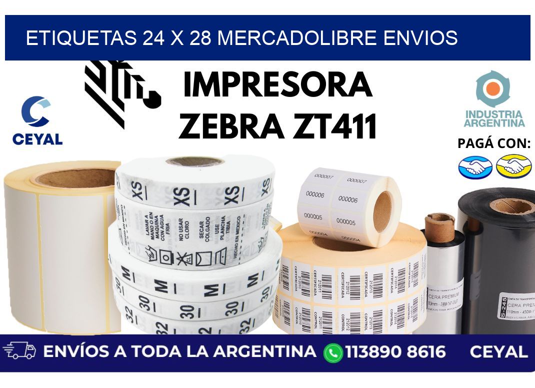 etiquetas 24 x 28 mercadolibre envios