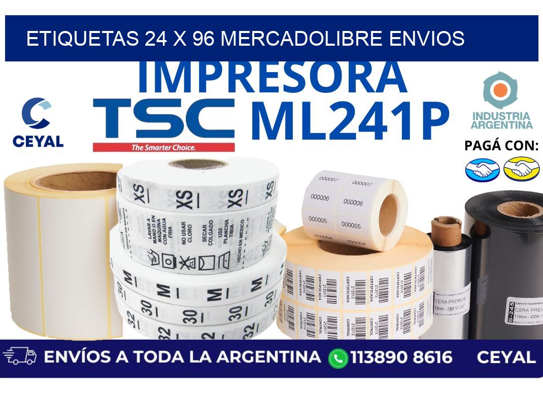 etiquetas 24 x 96 mercadolibre envios
