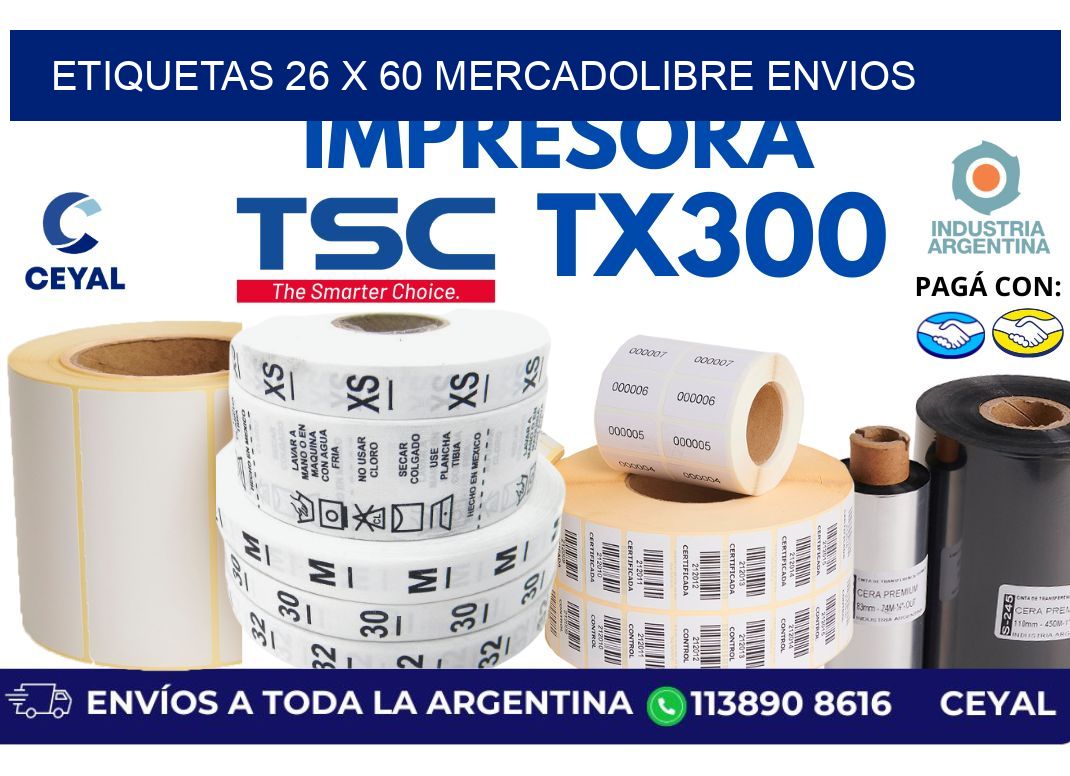 etiquetas 26 x 60 mercadolibre envios