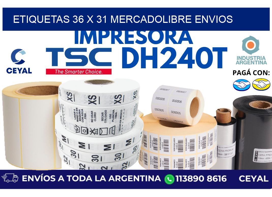 etiquetas 36 x 31 mercadolibre envios