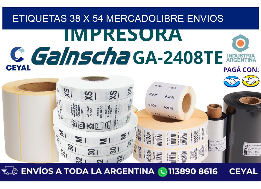 etiquetas 38 x 54 mercadolibre envios