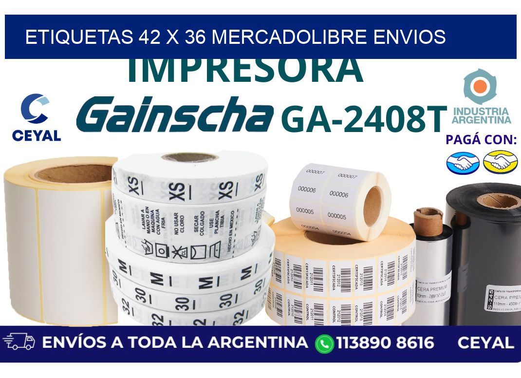 etiquetas 42 x 36 mercadolibre envios