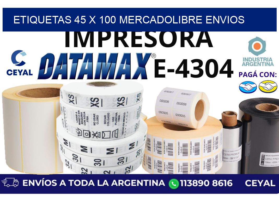 etiquetas 45 x 100 mercadolibre envios