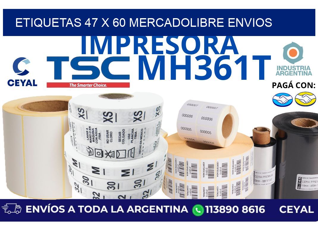 etiquetas 47 x 60 mercadolibre envios