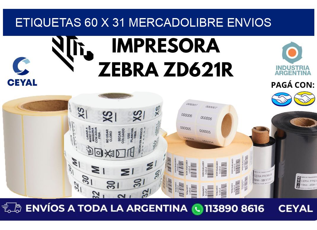 etiquetas 60 x 31 mercadolibre envios