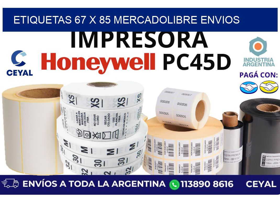 etiquetas 67 x 85 mercadolibre envios