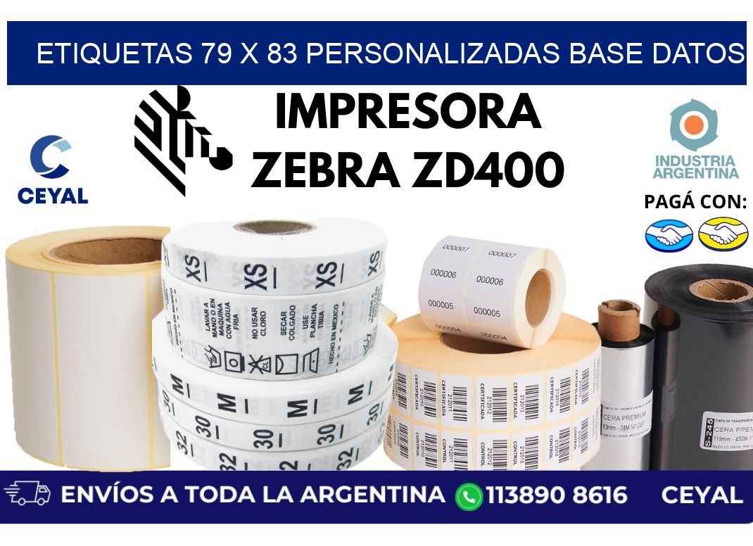 etiquetas 79 x 83 personalizadas base datos