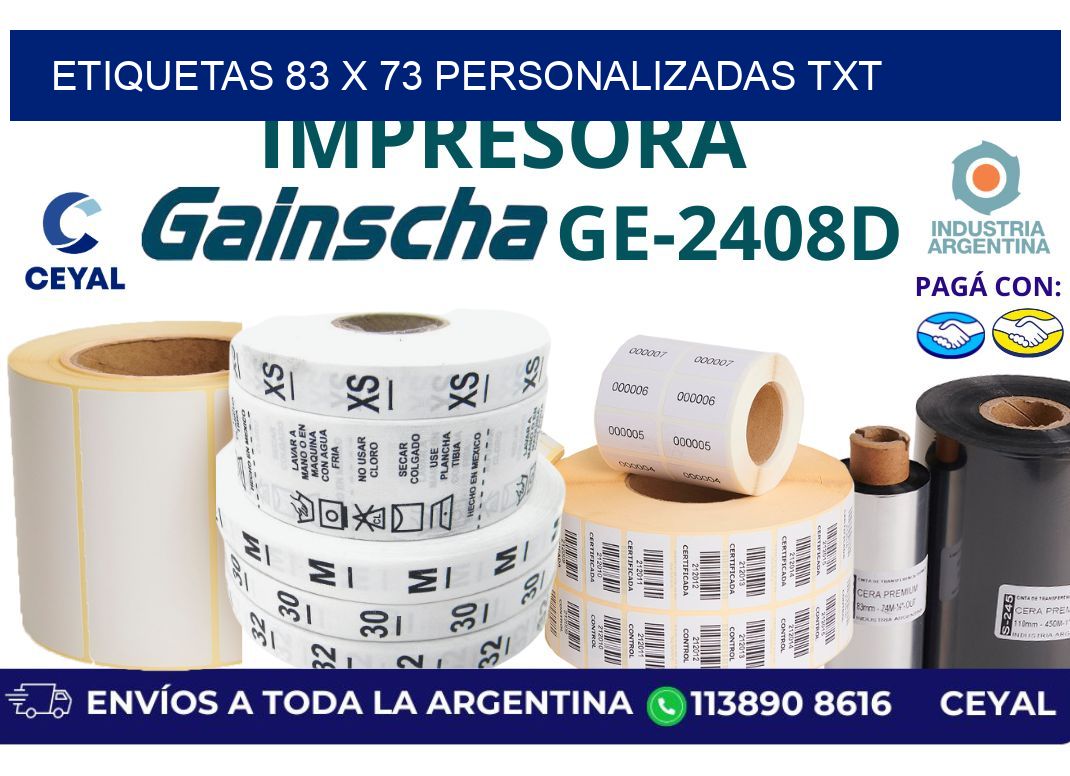 etiquetas 83 x 73 personalizadas txt