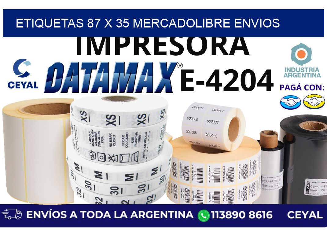 etiquetas 87 x 35 mercadolibre envios