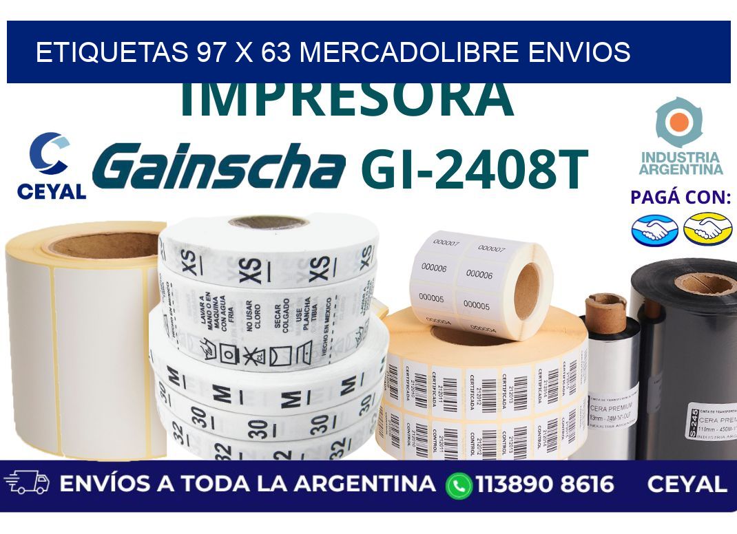 etiquetas 97 x 63 mercadolibre envios