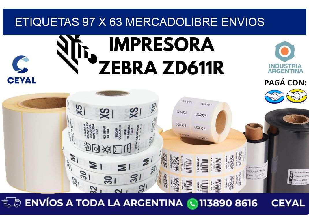 etiquetas 97 x 63 mercadolibre envios