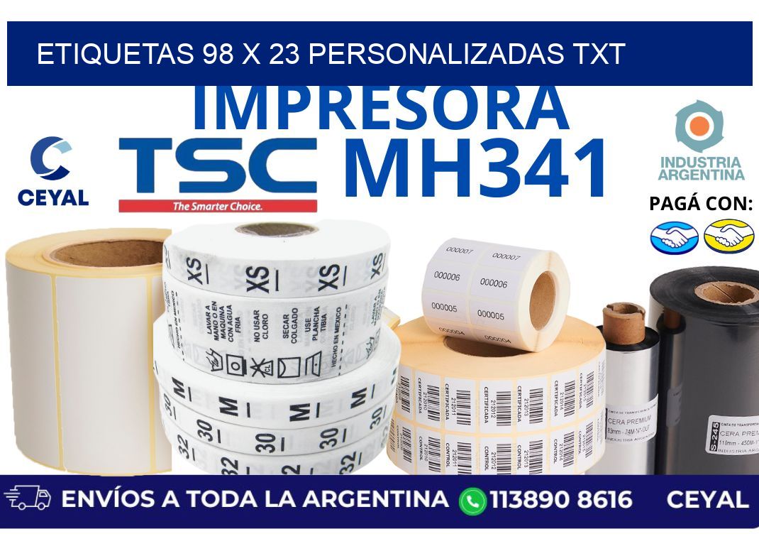 etiquetas 98 x 23 personalizadas txt