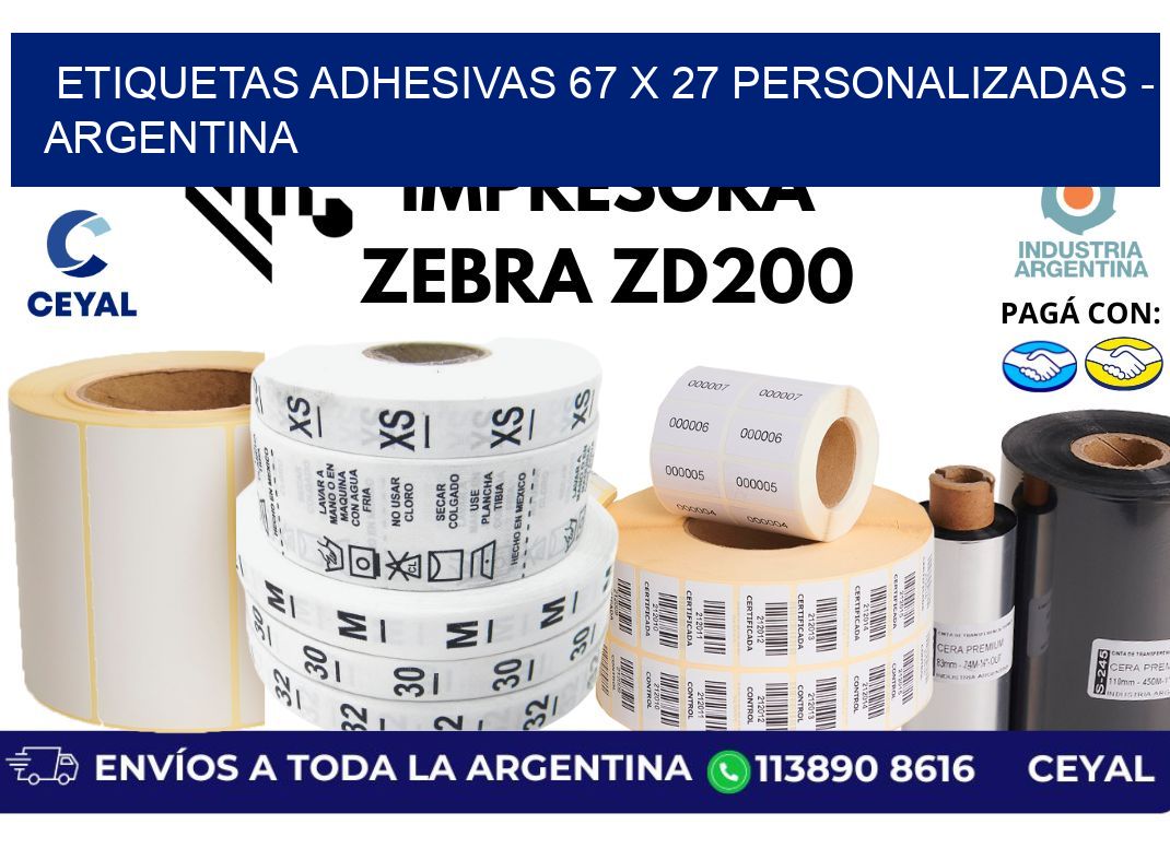 etiquetas adhesivas 67 x 27 personalizadas - Argentina