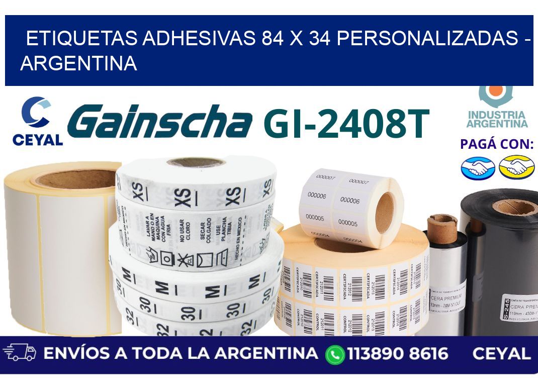 etiquetas adhesivas 84 x 34 personalizadas – Argentina