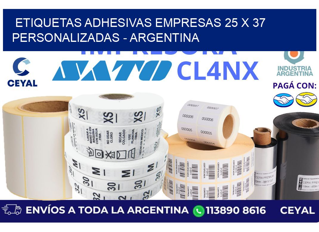 etiquetas adhesivas empresas 25 x 37 personalizadas - Argentina