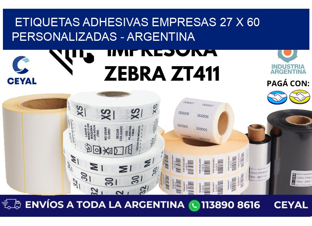 etiquetas adhesivas empresas 27 x 60 personalizadas - Argentina