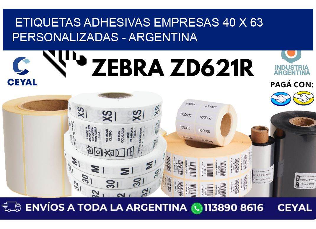 etiquetas adhesivas empresas 40 x 63 personalizadas - Argentina