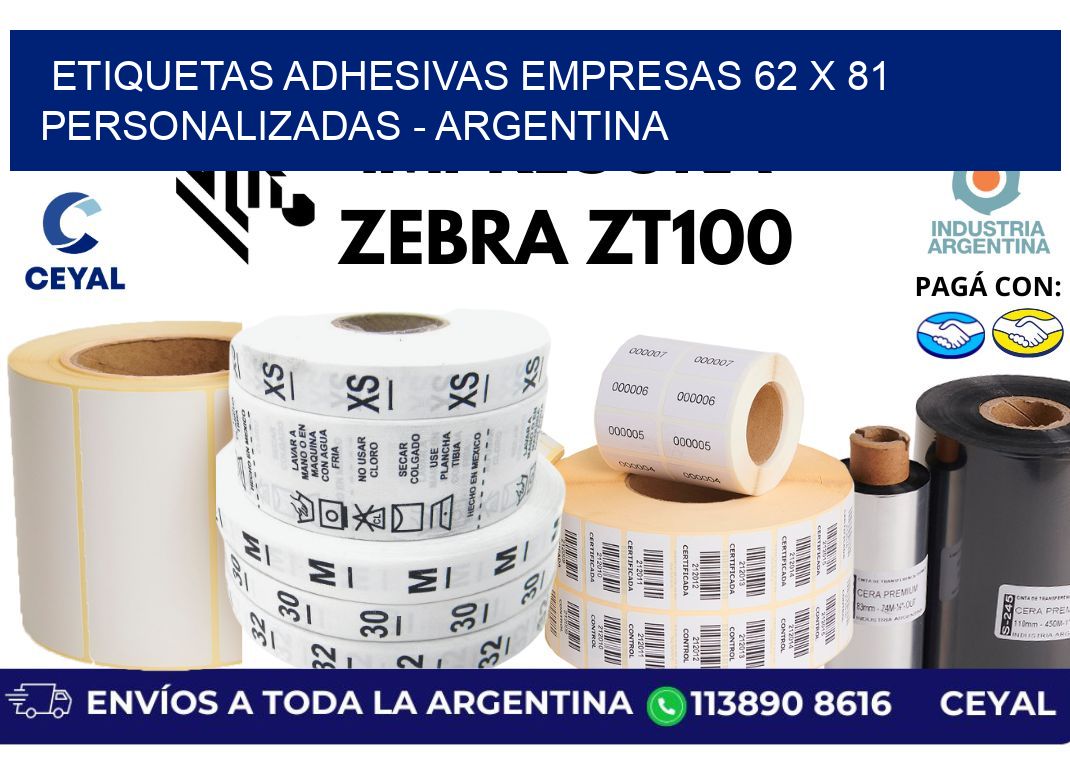 etiquetas adhesivas empresas 62 x 81 personalizadas - Argentina