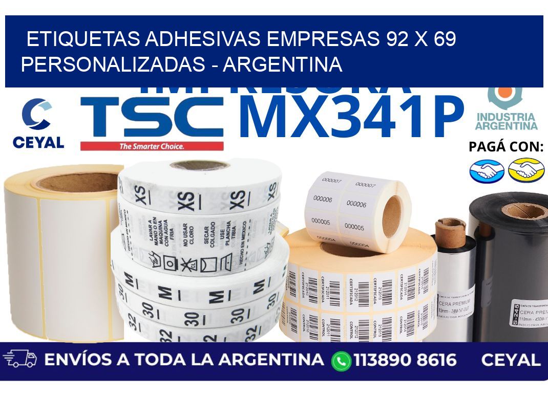 etiquetas adhesivas empresas 92 x 69 personalizadas - Argentina
