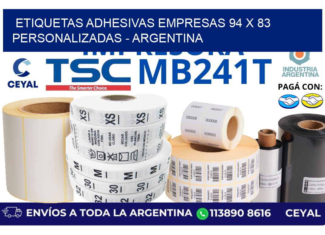 etiquetas adhesivas empresas 94 x 83 personalizadas - Argentina