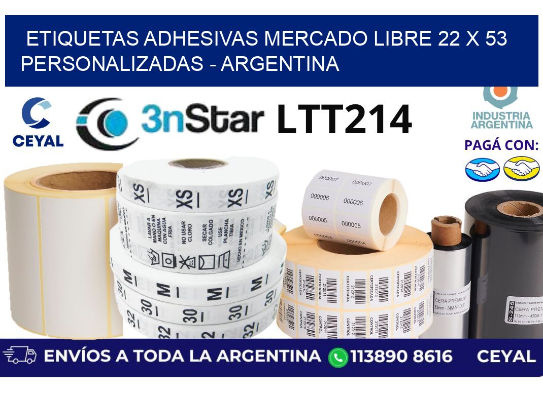 etiquetas adhesivas mercado libre 22 x 53 personalizadas – Argentina