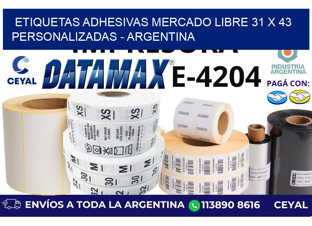 etiquetas adhesivas mercado libre 31 x 43 personalizadas - Argentina