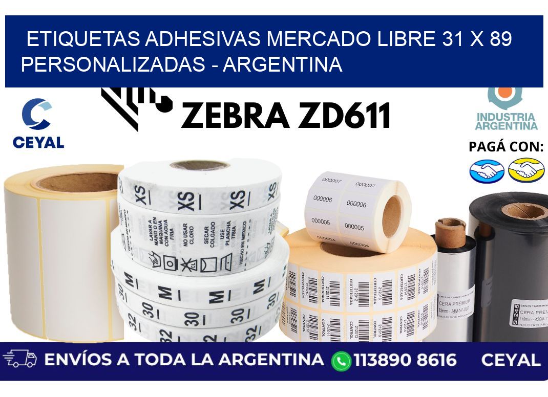 etiquetas adhesivas mercado libre 31 x 89 personalizadas - Argentina