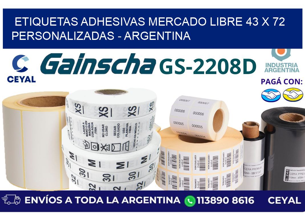 etiquetas adhesivas mercado libre 43 x 72 personalizadas - Argentina