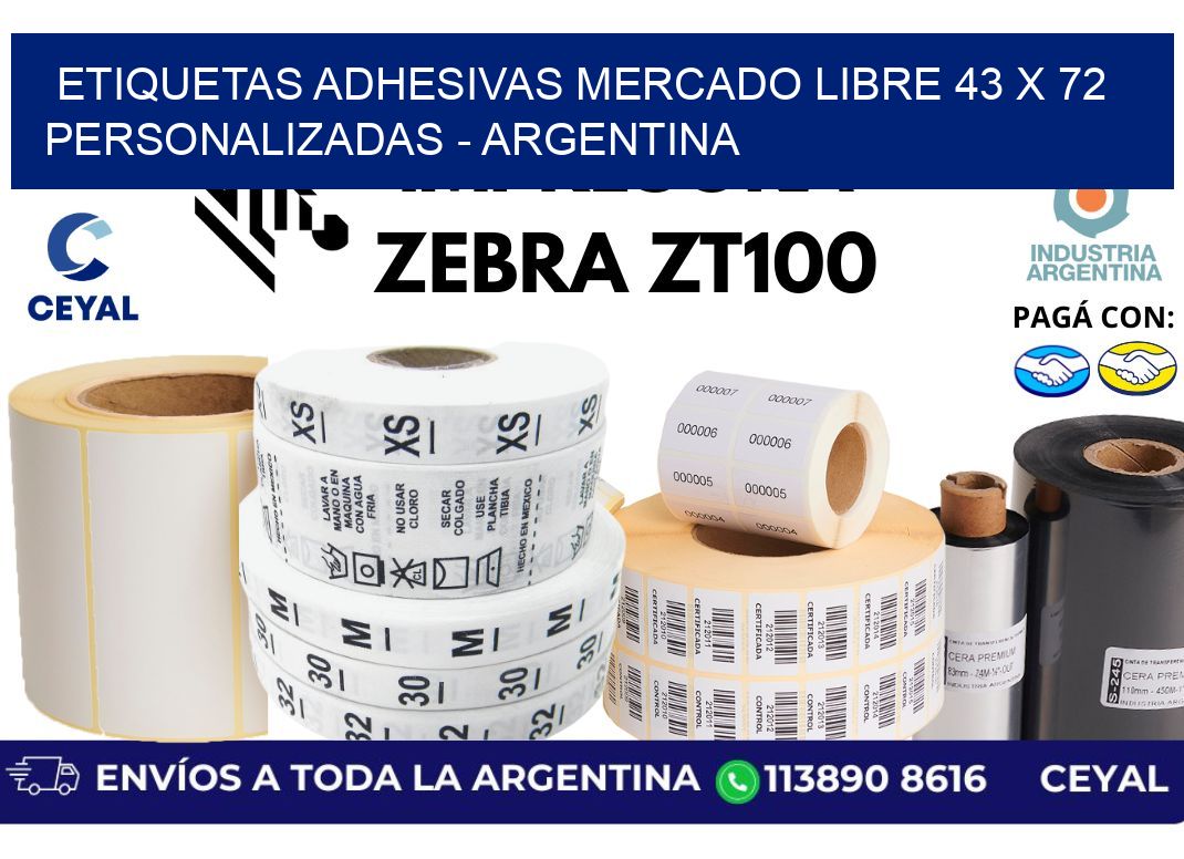 etiquetas adhesivas mercado libre 43 x 72 personalizadas – Argentina
