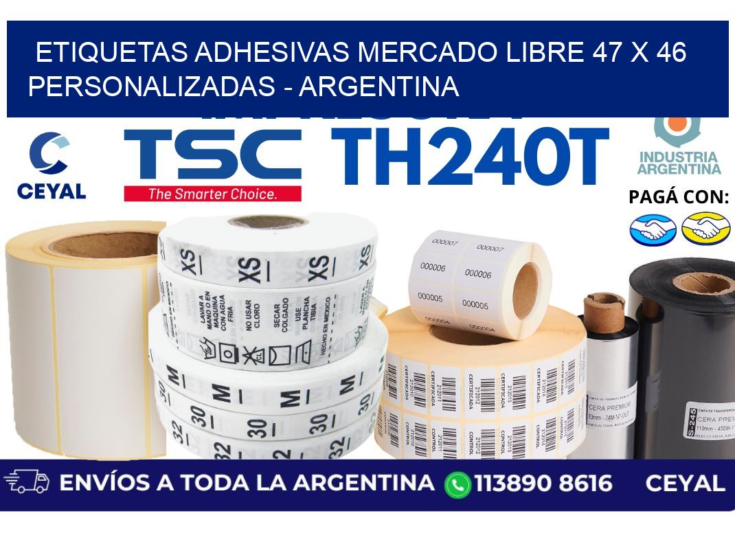 etiquetas adhesivas mercado libre 47 x 46 personalizadas - Argentina
