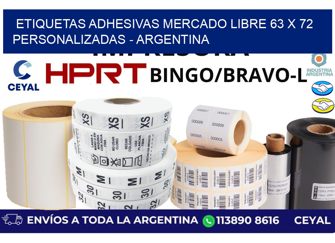 etiquetas adhesivas mercado libre 63 x 72 personalizadas - Argentina