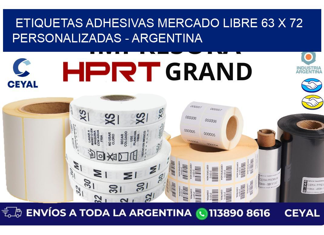etiquetas adhesivas mercado libre 63 x 72 personalizadas – Argentina