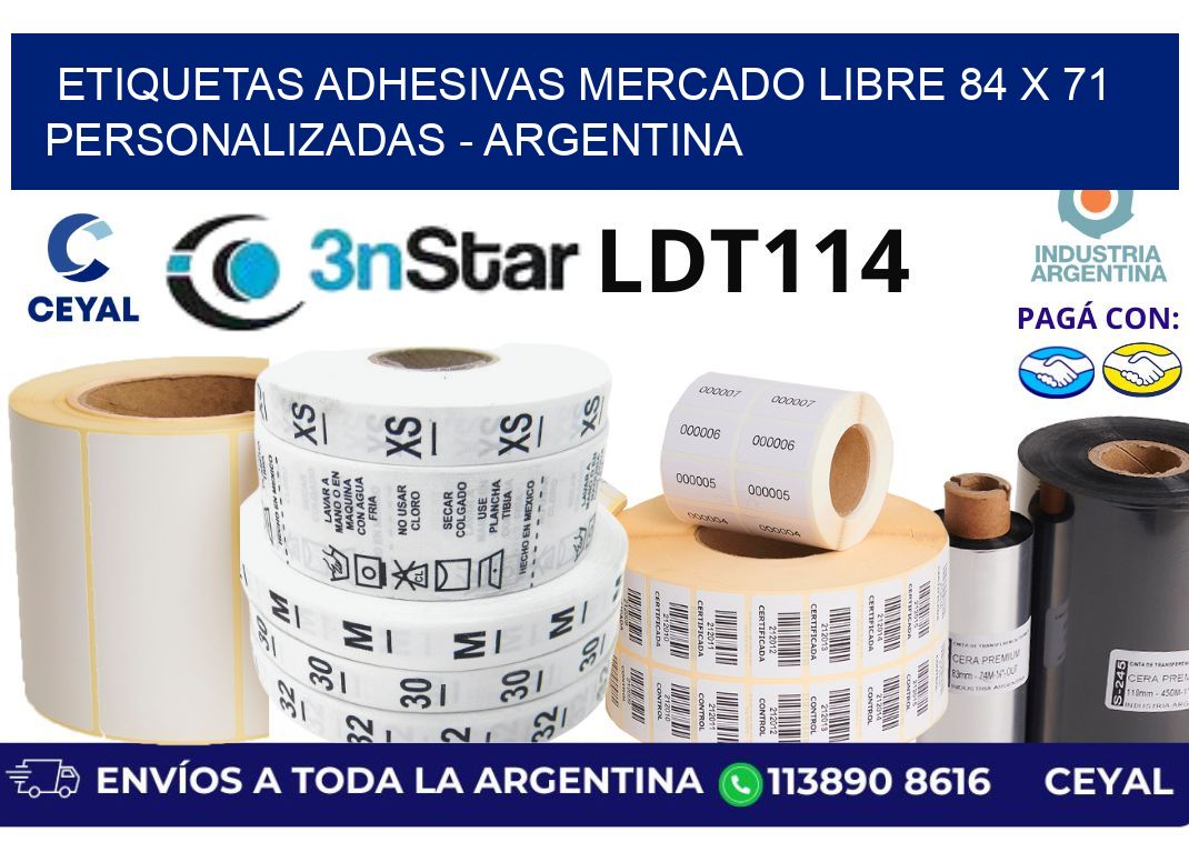 etiquetas adhesivas mercado libre 84 x 71 personalizadas - Argentina